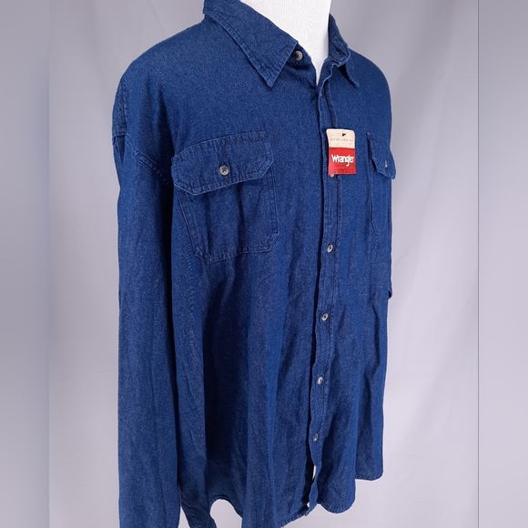 New Wrangler Authentics Long Sleeve Denim Work Shirt Men's 3X Button Up Ranch - Picture 8 of 13